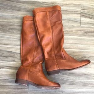 Frye Cara Roper Tall Cognac Leather Boots 8.5